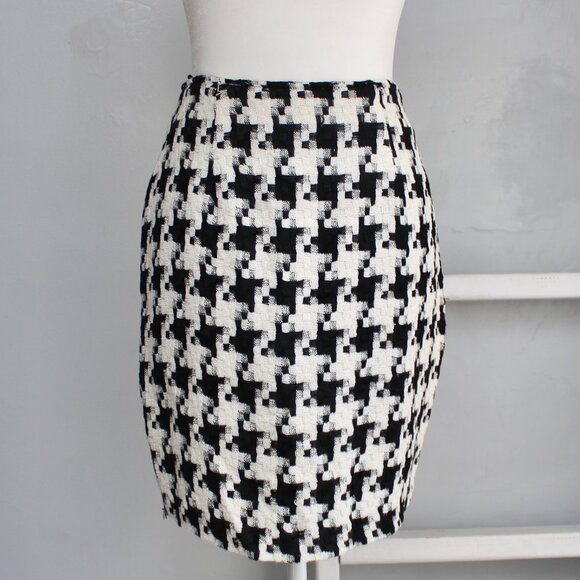 The Limited VTG 90's Black White Houndstooth Skirt Blazer Suit Size Small / 6 - Picture 6 of 8
